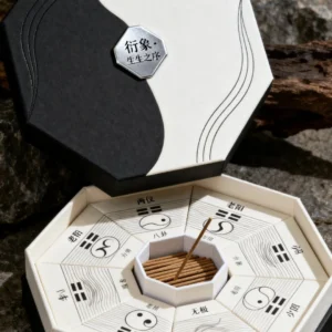 Custom octagon gift box packaging with bagua design and luxury paper material for incense and cultural gift sets