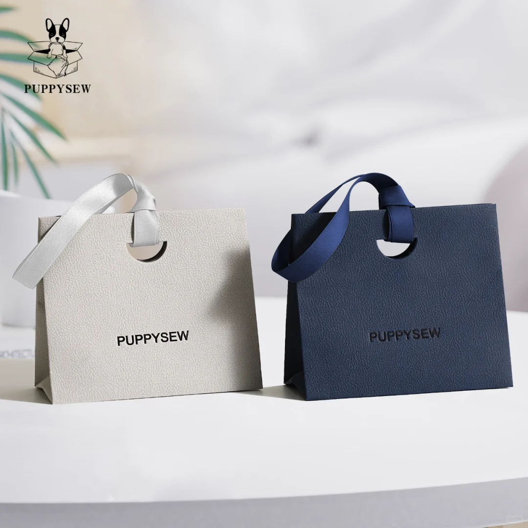 custom paper gift bag with ribbon handle 1