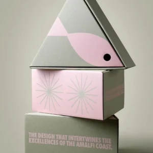 Product 25 Custom triangle box packaging with geometric design, premium paper material, suitable for luxury gift and brand packaging