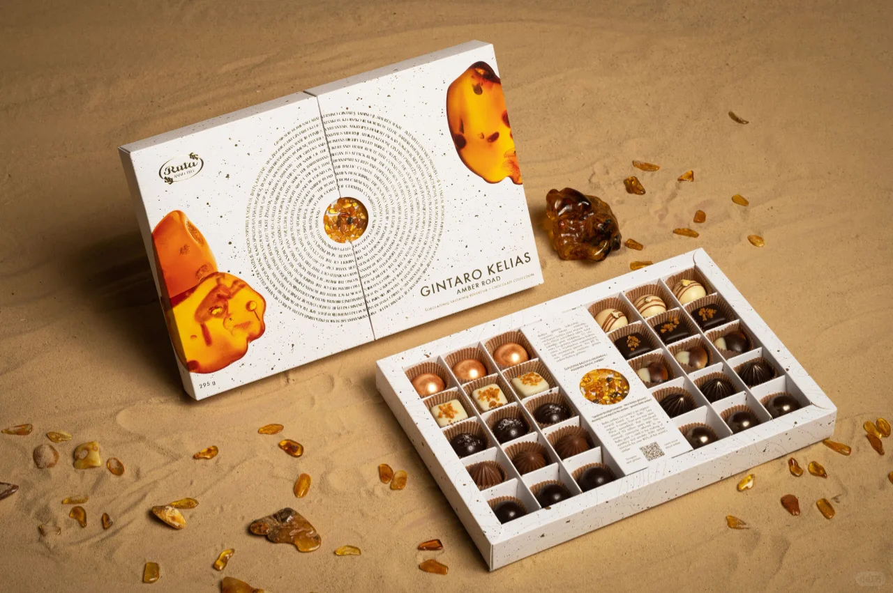 Luxury lid and base chocolate packaging box with assorted chocolates