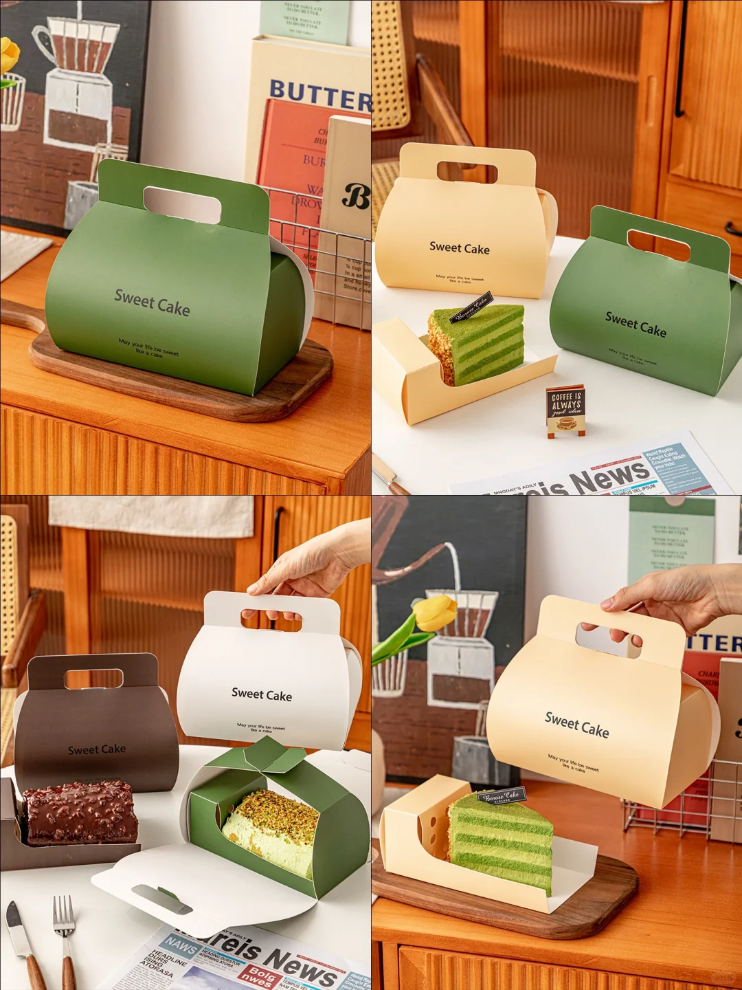 paper cake box with handle packaging 1