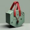 Luxury polygon gift box with ribbon handle and decorative charm, premium custom gift packaging