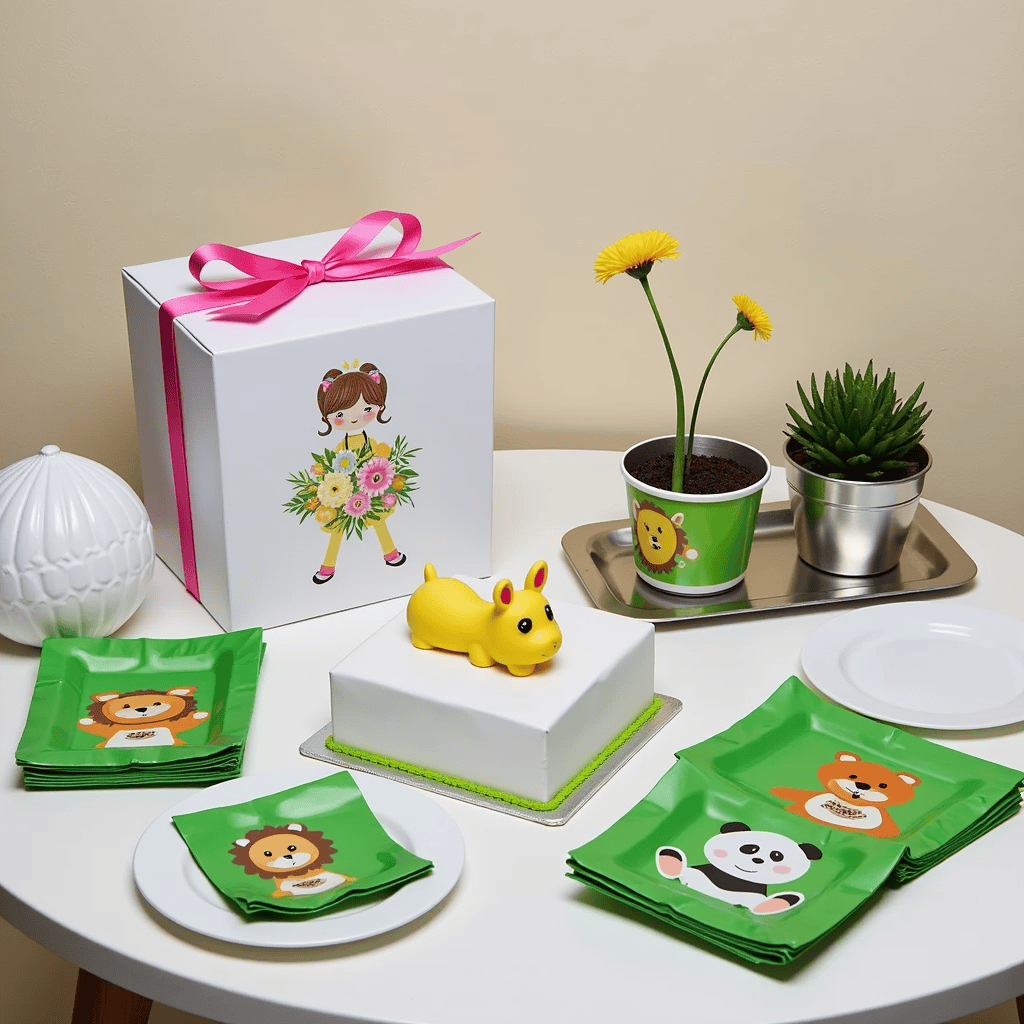 Custom kids party bakery packaging boxes with cartoon design