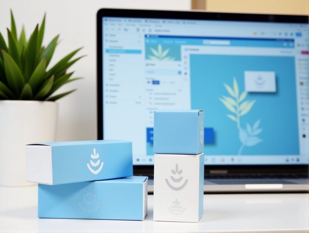 Custom product box packaging with logo, packaging design, sample making, and brand development