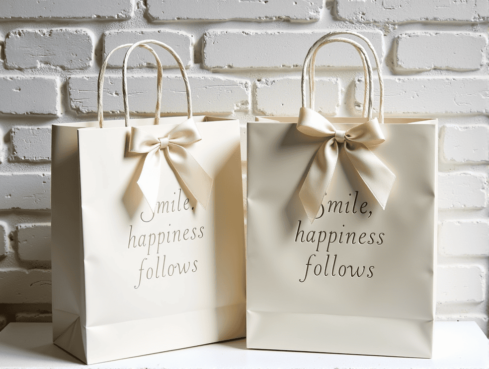 Custom gift paper bag with ribbon handle for premium gift packaging