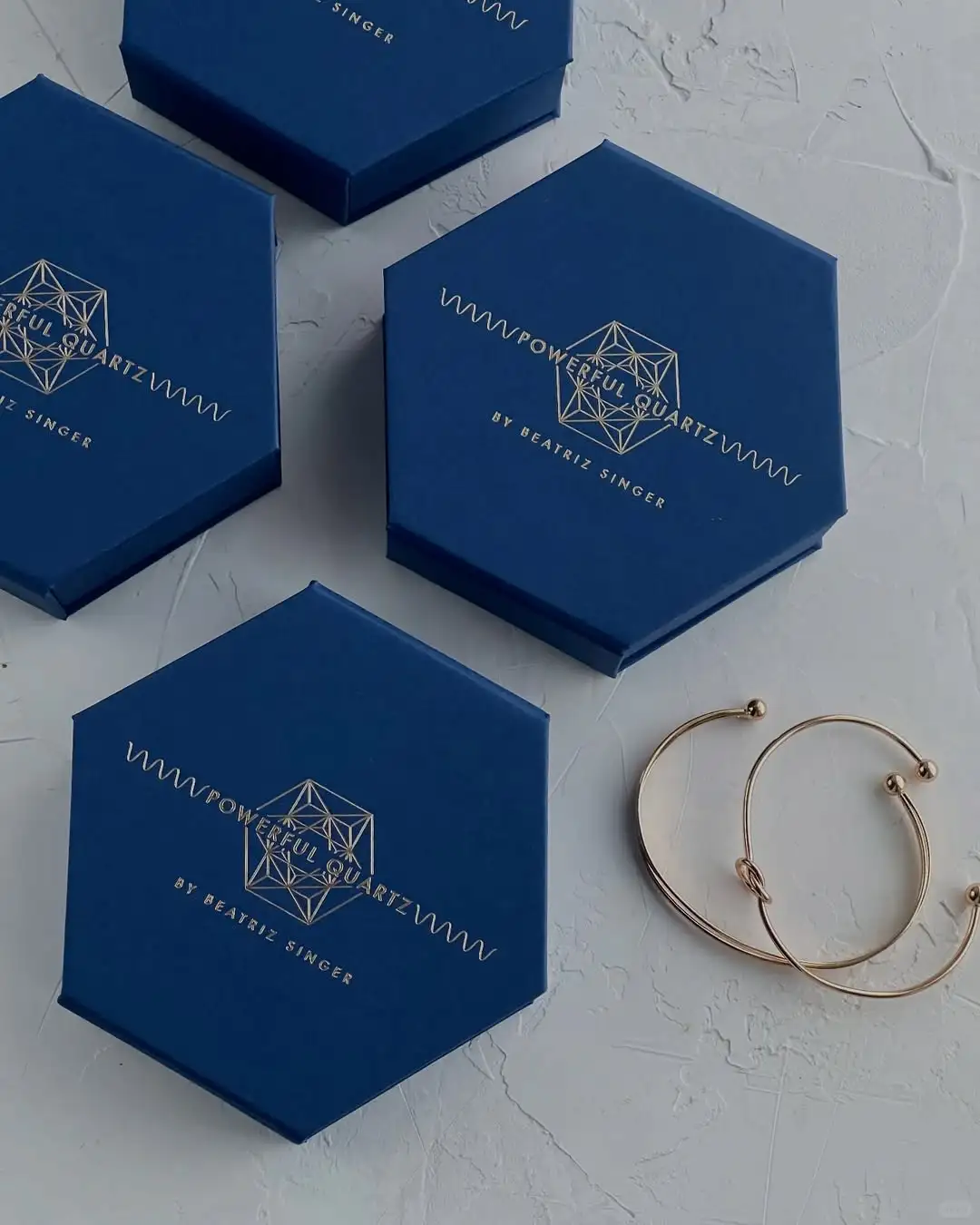 luxury hexagon jewelry box blue gold foil 1